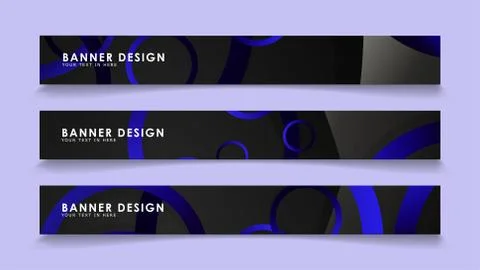 Set rectangular vector banners with background of dark blue circles Stockillustratie