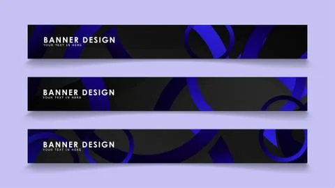 Set rectangular vector banners with background of dark blue circles Stockillustratie