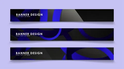 Set rectangular vector banners with background of dark blue circles Stockillustratie