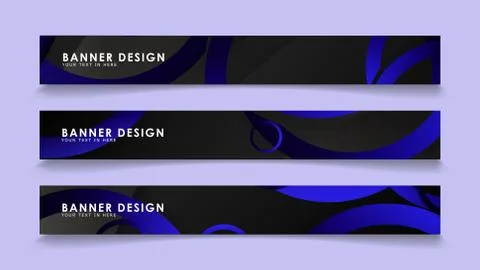 Set rectangular vector banners with background of dark blue circles Stock Illustration