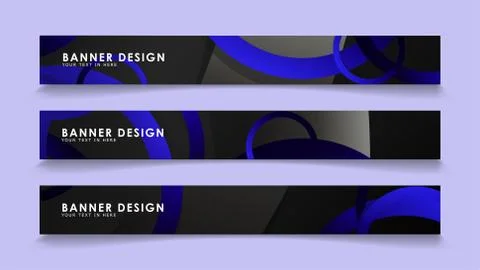 Set rectangular vector banners with background of dark blue circles Stockillustratie