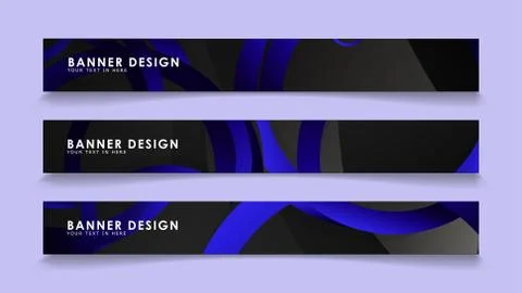 Set rectangular vector banners with background of dark blue circles 스톡 일러스트