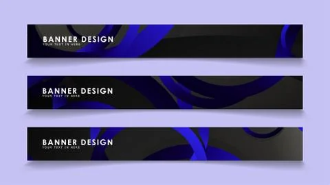 Set rectangular vector banners with background of dark blue circles Stockillustratie