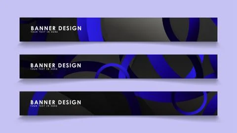 Set rectangular vector banners with background of dark blue circles 스톡 일러스트