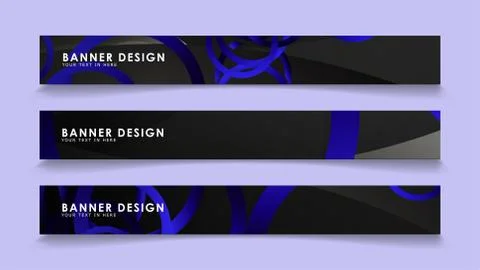 Set rectangular vector banners with background of dark blue circles Stockillustratie