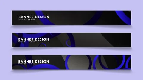 Set rectangular vector banners with background of dark blue circles 스톡 일러스트