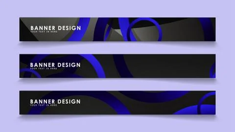 Set rectangular vector banners with background of dark blue circles Illustrazione stock