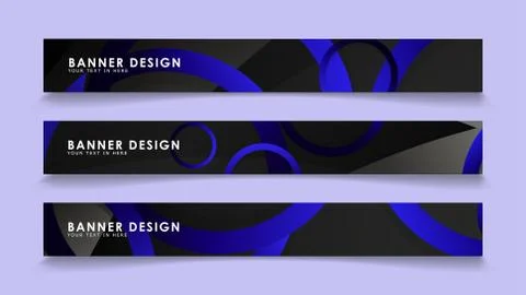 Set rectangular vector banners with background of dark blue circles Illustrazione stock