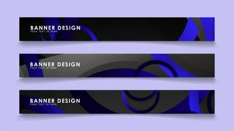 Set rectangular vector banners with background of dark blue circles Stockillustratie