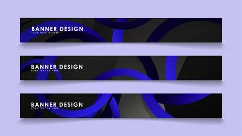 Set rectangular vector banners with background of dark blue circles イラスト素材