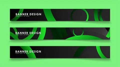 Set rectangular vector banners with background of dark green circles イラスト素材