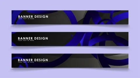 Set rectangular vector banners with background of dark blue circles Stock Illustration