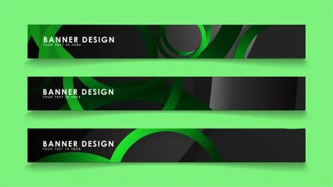 Set rectangular vector banners with background of dark green circles Stockillustratie