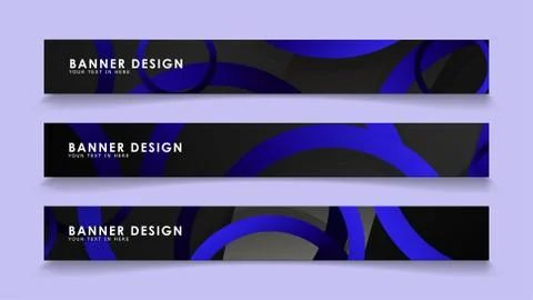 Set rectangular vector banners with background of dark blue circles 스톡 일러스트