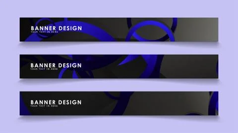 Set rectangular vector banners with background of dark blue circles Illustrazione stock