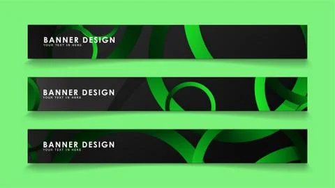 Set rectangular vector banners with background of dark green circles 스톡 일러스트