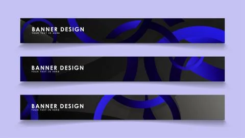 Set rectangular vector banners with background of dark blue circles Stockillustratie