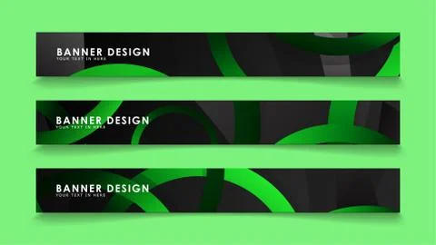 Set rectangular vector banners with background of dark green circles Stockillustratie