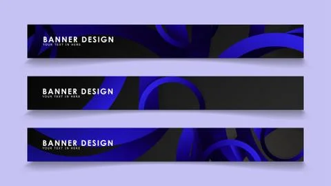Set rectangular vector banners with background of dark blue circles 스톡 일러스트