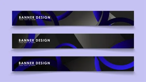 Set rectangular vector banners with background of dark blue circles Stockillustratie