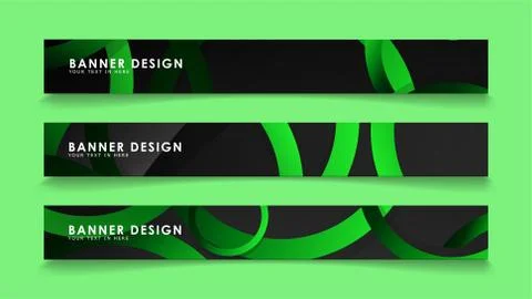 Set rectangular vector banners with background of dark green circles 스톡 일러스트