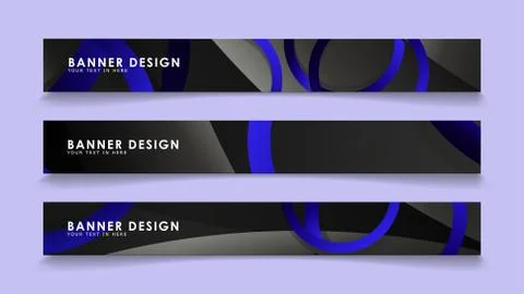 Set rectangular vector banners with background of dark blue circles Stockillustratie