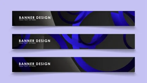 Set rectangular vector banners with background of dark blue circles 스톡 일러스트