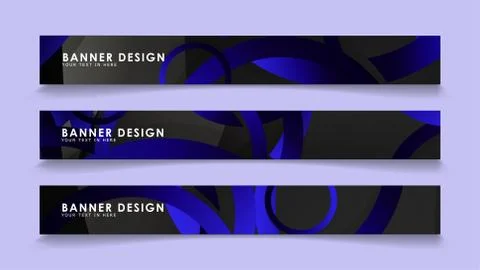 Set rectangular vector banners with background of dark blue circles Stockillustratie