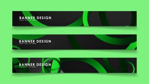 Set rectangular vector banners with background of dark green circles イラスト素材