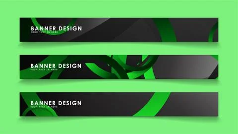 Set rectangular vector banners with background of dark green circles Stockillustratie