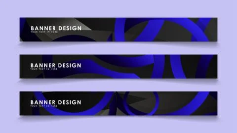 Set rectangular vector banners with background of dark blue circles Stock Illustration