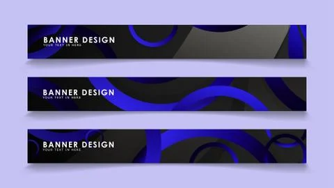 Set rectangular vector banners with background of dark blue circles Stockillustratie