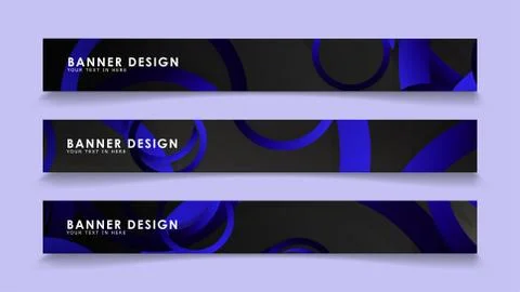 Set rectangular vector banners with background of dark blue circles Stockillustratie