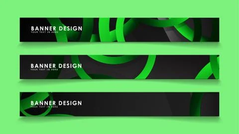 Set rectangular vector banners with background of dark green circles イラスト素材
