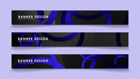 Set rectangular vector banners with background of dark blue circles Stockillustratie