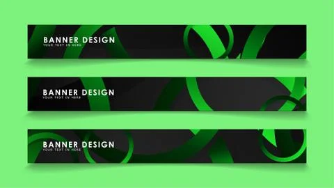 Set rectangular vector banners with background of dark green circles イラスト素材