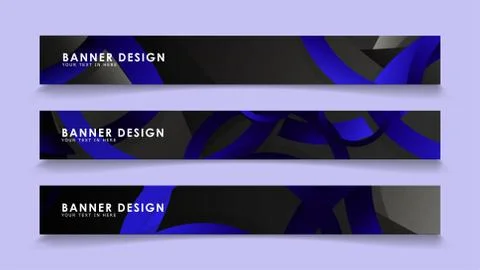 Set rectangular vector banners with background of dark blue circles Stockillustratie