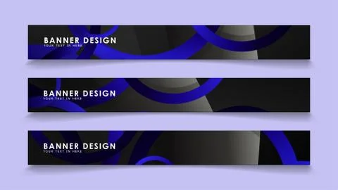 Set rectangular vector banners with background of dark blue circles Stockillustratie