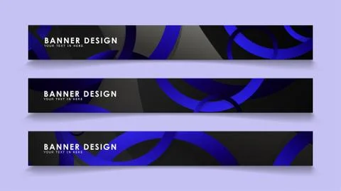 Set rectangular vector banners with background of dark blue circles Stock Illustration