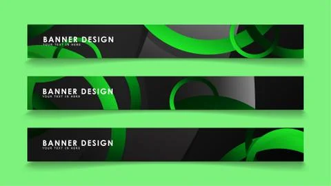 Set rectangular vector banners with background of dark green circles イラスト素材