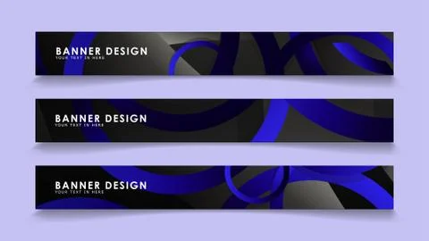 Set rectangular vector banners with background of dark blue circles Stock Illustration