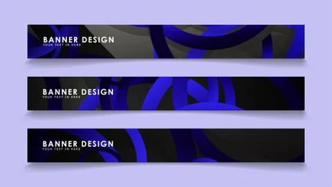 Set rectangular vector banners with background of dark blue circles Stock Illustration