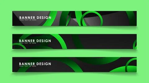 Set rectangular vector banners with background of dark green circles 스톡 일러스트