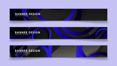 Set rectangular vector banners with background of dark blue circles Stockillustratie