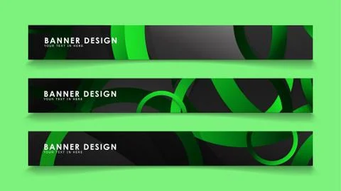 Set rectangular vector banners with background of dark green circles Stockillustratie