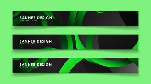 Set rectangular vector banners with background of dark green circles 스톡 일러스트