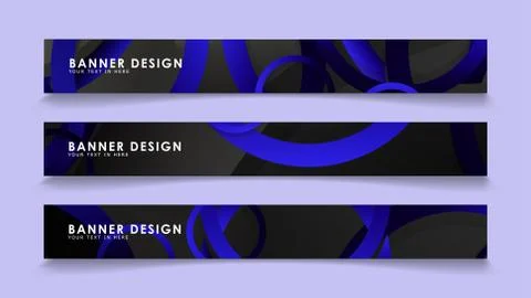 Set rectangular vector banners with background of dark blue circles Stockillustratie