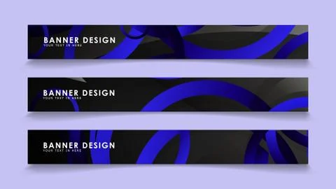 Set rectangular vector banners with background of dark blue circles Stock Illustration