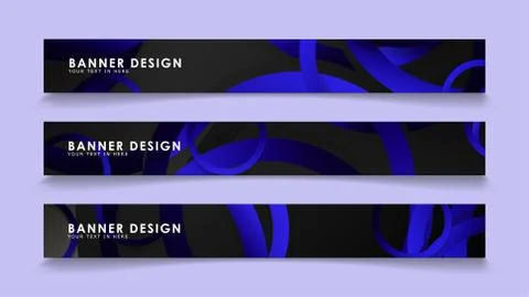 Set rectangular vector banners with background of dark blue circles Stockillustratie