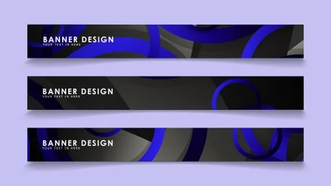 Set rectangular vector banners with background of dark blue circles Illustrazione stock